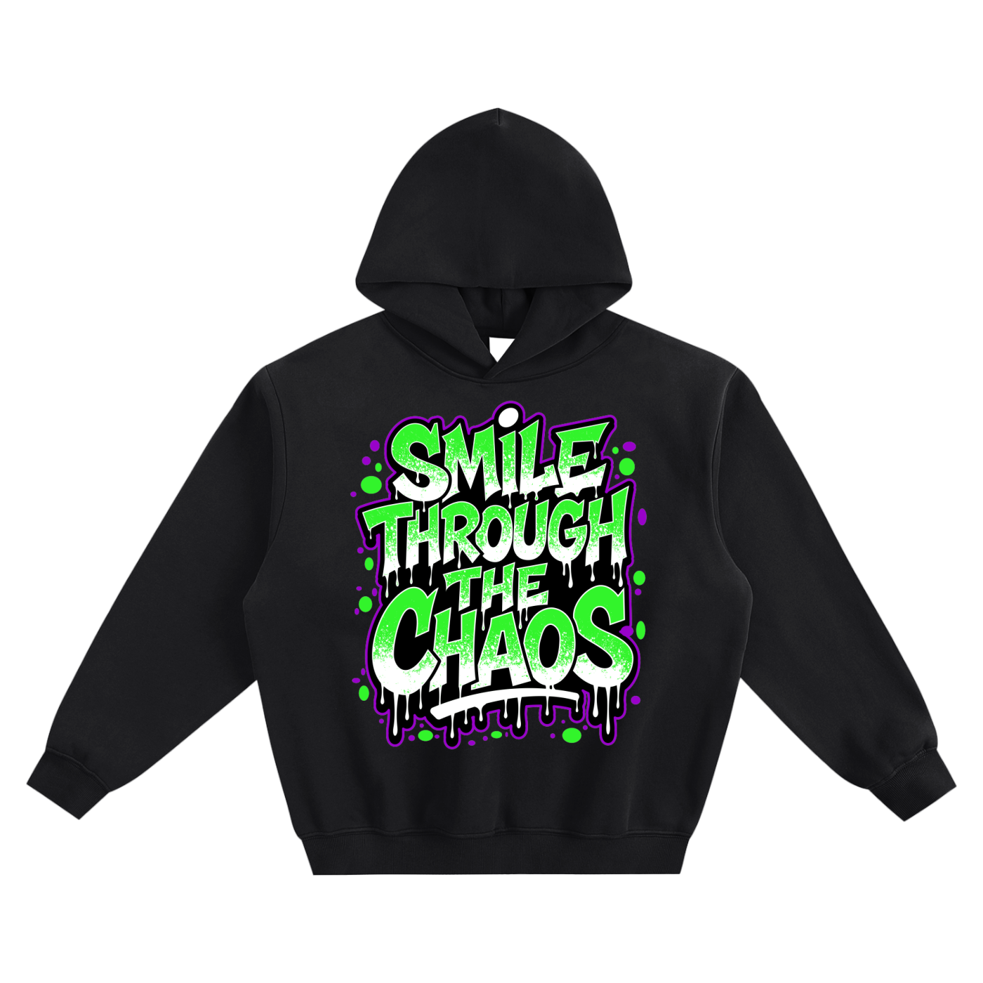 " Smile Through The Chaos"Fleeced Boxy Hoodie