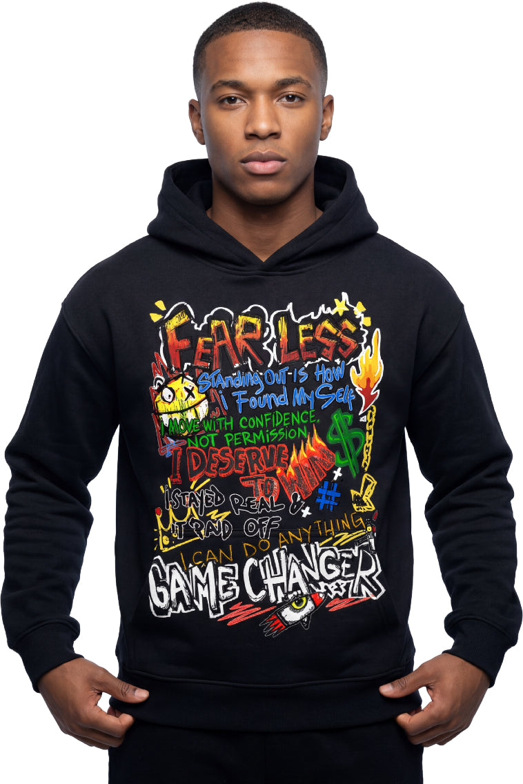 "Scribble" (Heavyweight Hidden Pocket Fleece Hoodie)