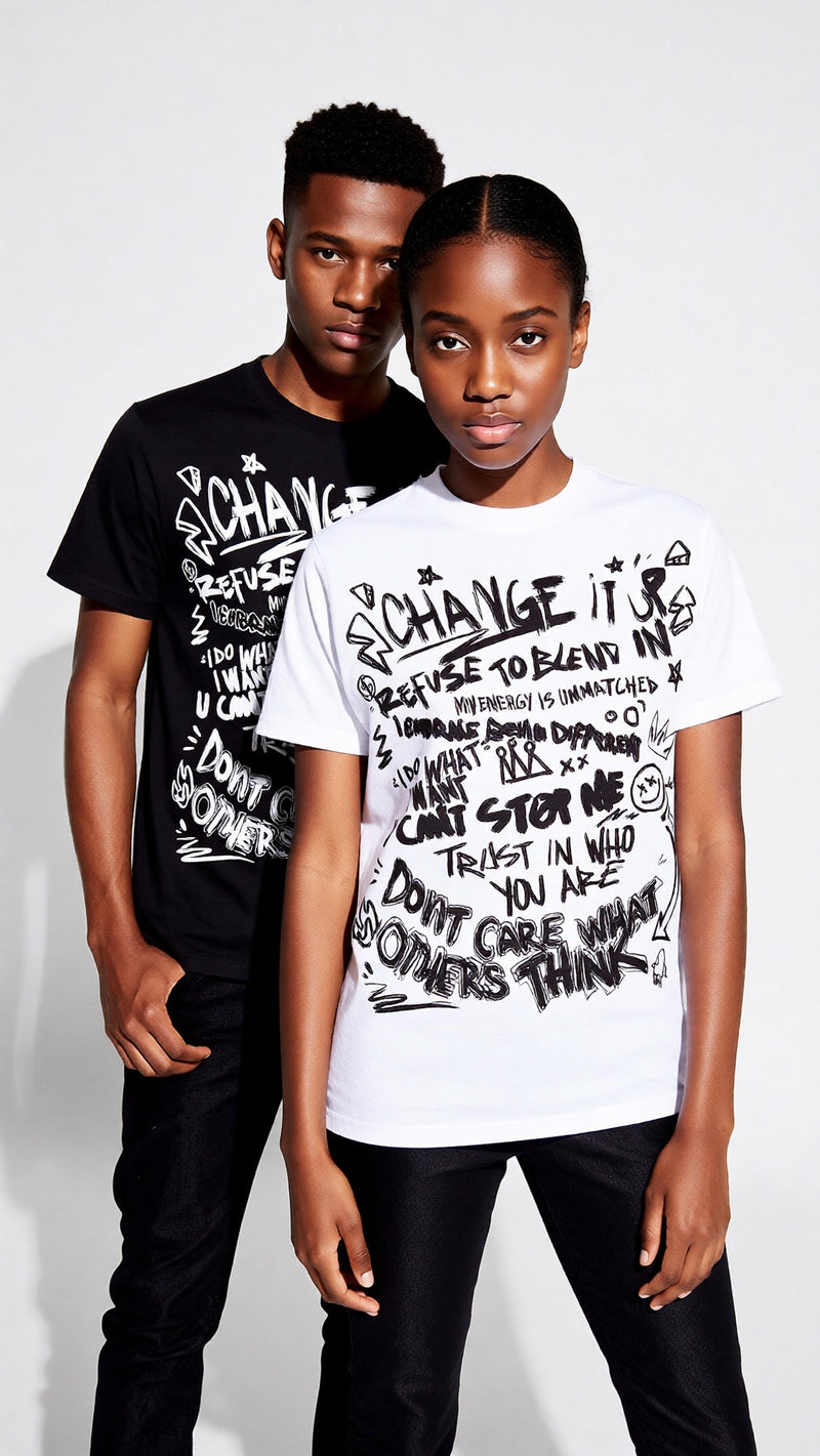 SCRIBBLE" Tee (V2)  (BLACK / WHITE) (Essential Cotton T-Shirt)